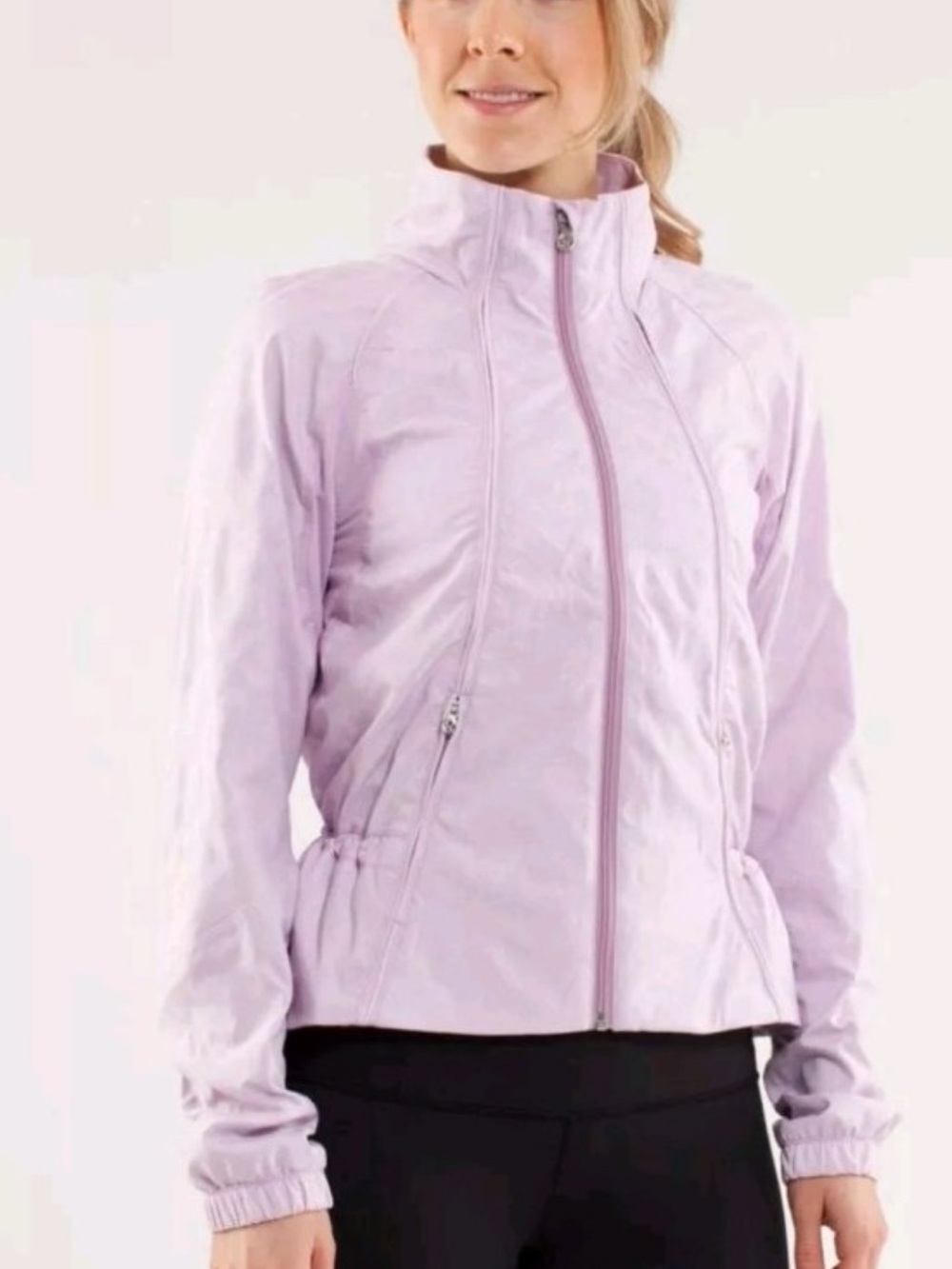 Lululemon travel to track jacket in color rose quartz